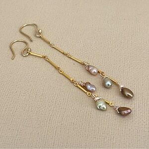 Handmade 14K Gold Plated Pearl Drop Earrings – Customizable, Gift-Ready 3.5